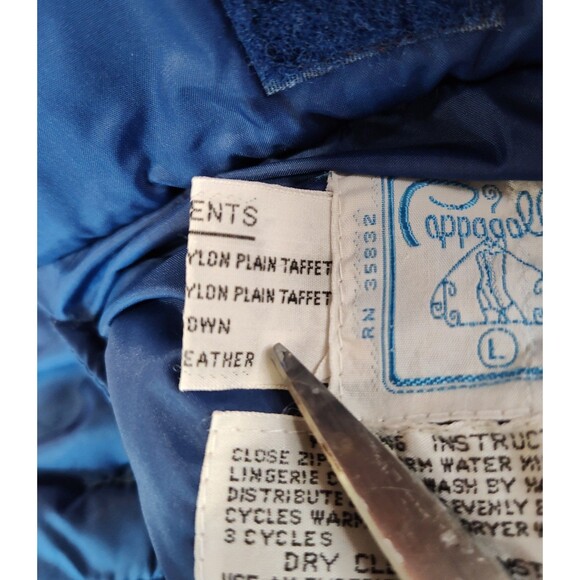 Women's Vintage Pappagallo Reversible Down Puffer Vest Blue Green Large - Picture 7 of 7